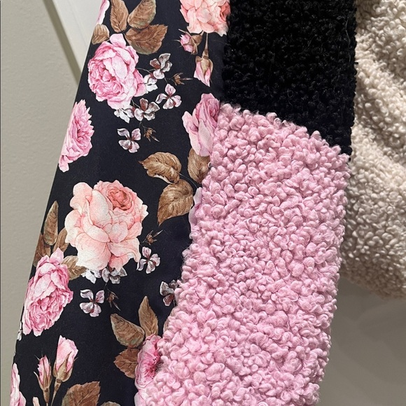 For Love and Lemons Cozy Zip-Up Jacket Colorblock floral stand collar Teddy bear - Picture 9 of 12